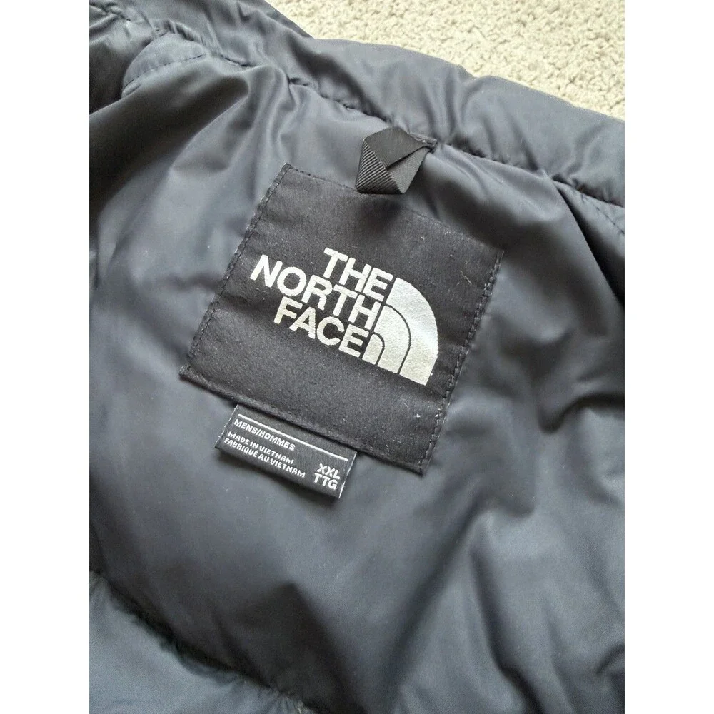 The North Face Nuptse 700 Mens 2XL Jacket Yellow Black Down Puffer Hood XXL